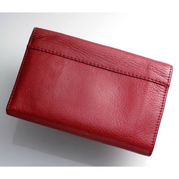 Chloe Ribbon Genuine Leather Trifold Wallet Red - Picture 2 of 11